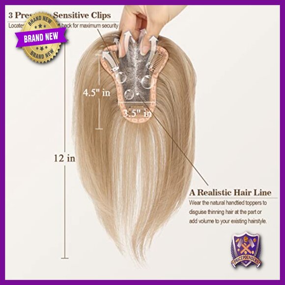 Human Hair Topper with Lace Base for Thinning Hair & Hair Loss